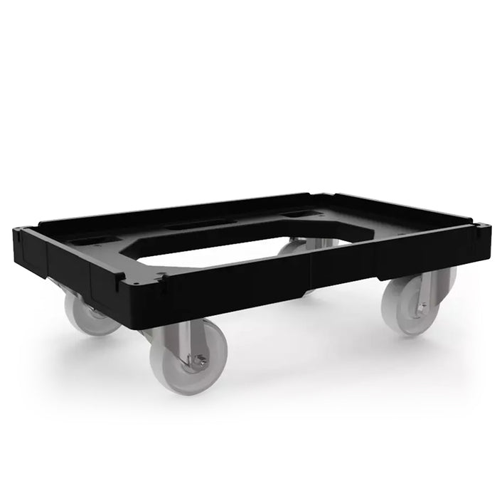 Attached lid stacking box dolly - Euro standard size