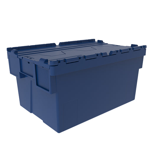 Attached lid stacking box in blue