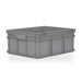 Grey Euro-norm stacking box designed to save space