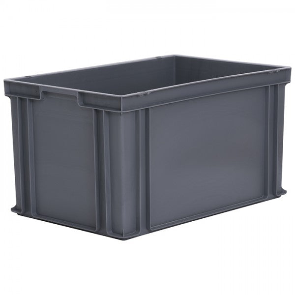 Coloured Euro norm stacking container in grey, food safe plastic storage box