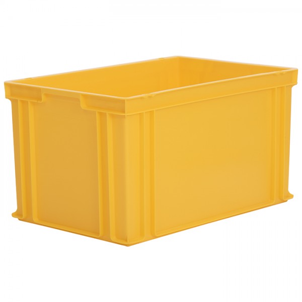 Coloured Euro norm stacking container in yellow, food safe plastic storage box